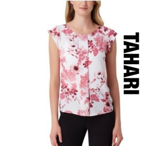 Tahari Pink and White Blouse